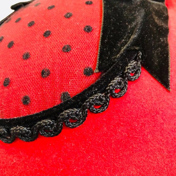 Whittall & Shon Red and Black Hat Vintage 1980s